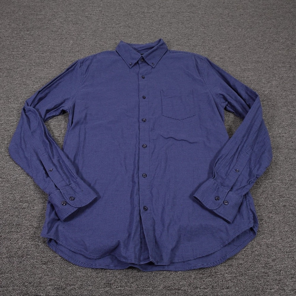 Bonobos Shirt Mens Large Blue Check Long Sleeve Button Up Slim Fit Stretch Woven